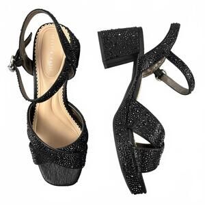 Kelly & Katie Liliena Platform Sandals Black with Rhinestones Sz 7.5W